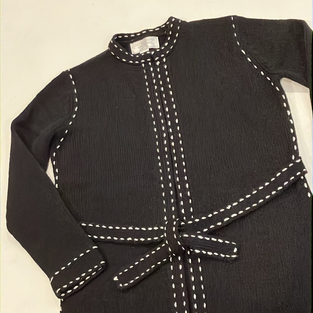 United States Sweaters | Black Knit Open Front Duster Cardigan - Picture 10 of 10